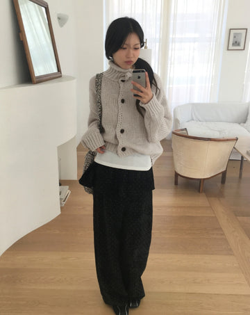 Alpo high neck button knit cardigan